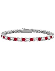 Ruby Diamond Princess Cut Platinum Tennis Bracelet 3.00 CT TGW