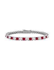 Ruby Diamond Princess Cut Platinum Tennis Bracelet 3.00 CT TGW