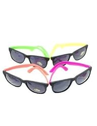 12 - NEON 80's style PARTY SUNGLASSES with dark lens by wholesale-distributor