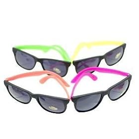 4 Neon Sunglasses Hip Hop 80's Shades Glasses - Dark lenses - 4 hot neon colors!