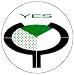 Yes - 90125 Green and Black Logo on White - 1 1/4" Button / Pin Yes - 90125 Green and Black Logo on White - 1 1/4" Button / Pin