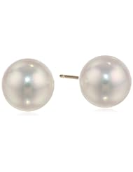 14k Yellow Gold 8.5-9mm AAA Akoya Cultured Pearl Earrings