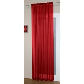 Matching Bedrooms Faux Silk Voile Net Slot Top / Rod Pocket Curtain Panel Red 59 x 72 Inches