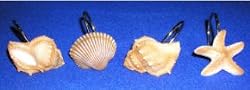 Scuba Jewels Sea Shells and Star Fish Hand-Painted Resin Shower Curtain Hooks