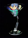 Bird of Paradise Design - Hand Painted - Sexy Martini - 7 oz. (curved stem)