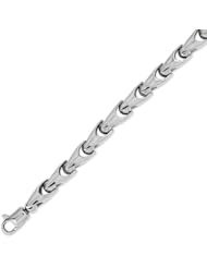 14K Solid White Gold Hip Hop Bullet Chain Bracelet 6.5mm (15/64 in.) - 8.5 in.