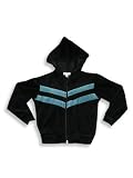 Kyds - Girls Velour Hooded Sweatshirt Jacket, Black, Teal