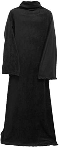 SeattleMaYi Winter Fleece TV Blanket Cozy Wrap Warm Throw Travel Plush Fabric With Sleeves, Black