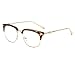 Shiratori Classic Vintage Retro Half Frame Horn Rimmed Clubmaster Optics 50mm Clear Lens Glasses Beans