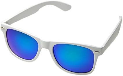 Wayfarer Sunglasses Classic 80's Vintage Style Design (White Blue Sky)