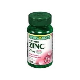 Chelated zinc 25 mg zinc gluconate plus citrate tablets by Natures Bounty - 100 ea