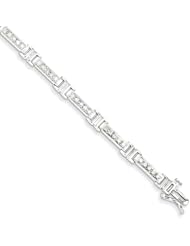 Sterling Silver Diamond Rectangle Link Bracelet