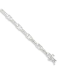 Genuine .925 Sterling Silver Diamond Rectangle Link Bracelet 7.8 Grams . 100% Satisfaction Guaranteed.