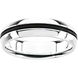 Men's Sterling Silver and Rubber Fashion Ring