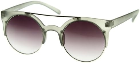 Retro Circle Round Half Frame Aviator Bar Sunglasses
