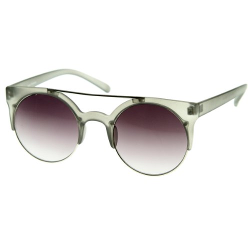 Retro Circle Round Half Frame Aviator Bar Sunglasses