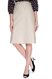 Linen Blend Panelled Knee Length Skirt