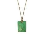 Chrysoprase Necklace 05 Pendant Green Faceted Gemstone Crystal Rectangle 14k Gold 17
