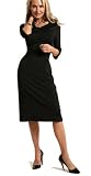 CLEARANCE SALE-Draped Neckline Black Dress Misses/Plus Sizes Available (Fuss Free Apparel)