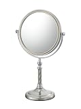 Pedestal Swirl Stem 7X to 1X Mirror, Two-Tone Brushed Nickel/Chrome