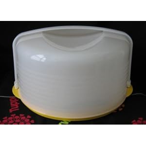 Tupperware Round Cake Taker W yellow Base by