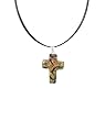 Necklace / Pendant - XP-58 - Genuine Handmade Dichroic Glass Pendant Hung on a 16" Stainless Steel Black Colored Multi-Strand Cord + 2" Extension Chain ~ .925 Sterling Silver