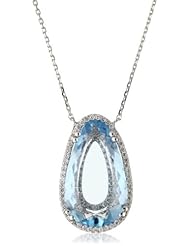 Suzanne Kalan "Vitrine" Pear Blue Topaz and Diamond Necklace
