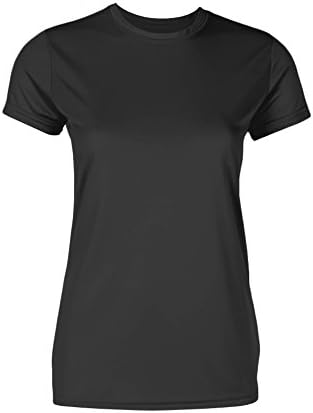 Clothes Warehouse Women's Microfiber Performance Polyester Workout Crewneck Gym T-Shirt, Black, Large