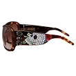 Ed Hardy Skull and Roses Wraparound Sunglasses: Tortoise/Brown Gradient