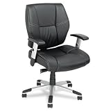 Alera Napoleon Series Mid-Back Swivel/Tilt Leather Chair, Black/Chrome