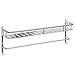 Modern Silver-Tone Brushed Metal Wall Mounted Bathroom/Kitchen Storage Shelf Rack & Towel Bar - MyGift