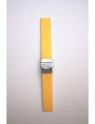 22mm Yellow Plain Smooth Rubber/Silicone Watchband with S/S Buckle