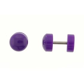 NEON PURPLE ACRYLIC FAKE PLUG-16 GAUGE EAR WIRE - 7 MM IN DIAMETER ...