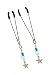 Fresh Tweezer Nipple Clamps with Beads and Star Charms, Blue