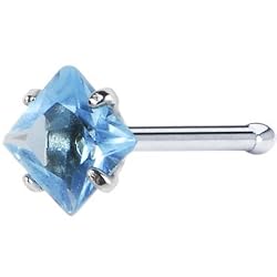 20 Gauge L. Blue Diamond Cubic Zirconia Nose Bone