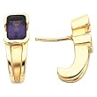 14K Yellow Gold Amethyst "J" Earrings