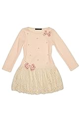 Girls  Lace Bubble Dress Cotton/Nylon/Polyester/Rayon/Satin/Spandex/Knit Sweater Dropped   Waistline  Dress With a Ribbon  and Pearls