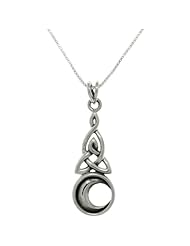 Sterling Silver Celtic Triquetra Moon Necklace