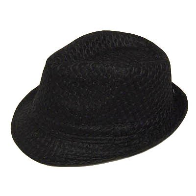 FEDORA TRILBY HAT BLACK MESH POLYESTER MENS MALL MEDIUM