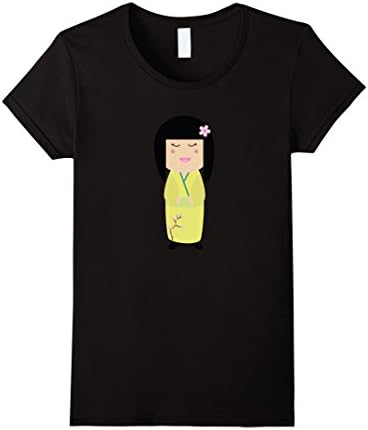 Women's kokeshi doll - japanese and kimono Shirt Large Black