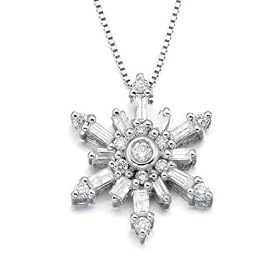 14k White Gold Diamond Snowflake Necklace (3 8 ct. t.w.) by Macy's