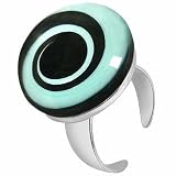 Akuamarina Swirling Murano Glass & Sterling Silver Open Ring black-light blue