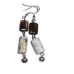 Jasper Earrings 19 Dangle Smoky Quartz Picture Green Brown Bell Crystal Healing Gemstone 2.5