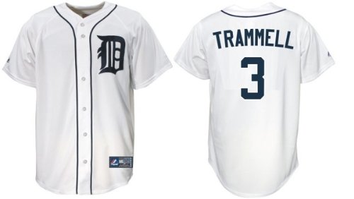 Trammell #3 Detroit Tigers Majestic Replica Home Jersey - Large