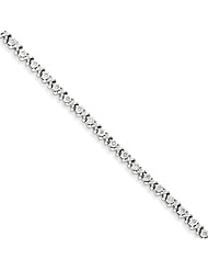 Genuine .925 Sterling Silver Diamond Fancy Bracelet 6.1 Grams . 100% Satisfaction Guaranteed.