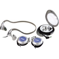 Coby CV123 Combo 3-in-1 Neckband Earphones, Ear Clip Headphones & Stereo Earphones, Silver
