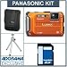 Panasonic Lumix DMC-TS3 Digital Camera Kit - Orange - with 4GB SD Memory Card, Camera Case, Table Top Tripod