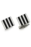 14K White Gold and Onyx Lined Cufflinks