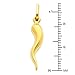 14k REAL Yellow Gold Cornicello Italian Horn Charm Pendant - 25 x 6 mm