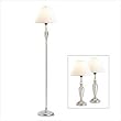 Contemporary Silver Finish Metal Floor Table Lamp Set